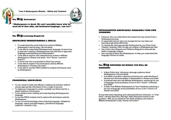Shakespeare Y9 PBL