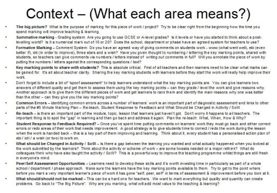 5 Minute Marking Plan - Context