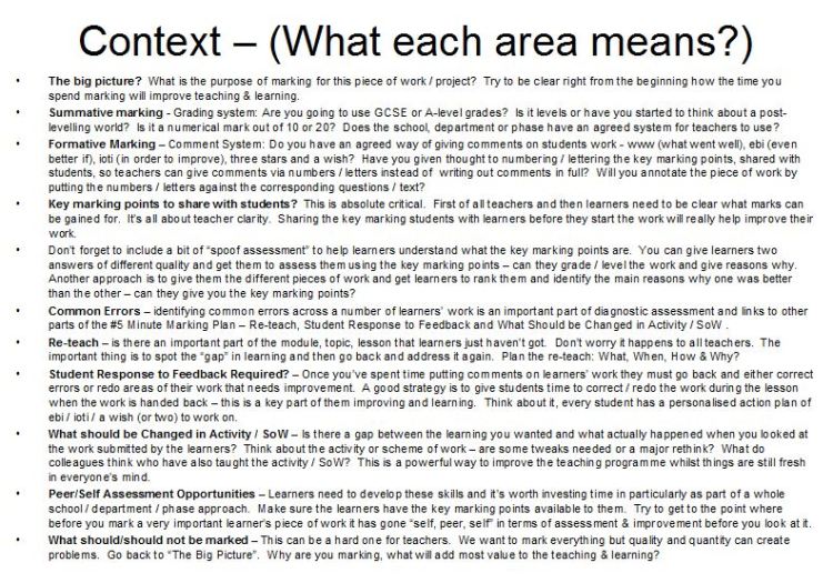 5 Minute Marking Plan - Context