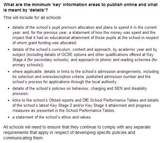 School Information Regulations