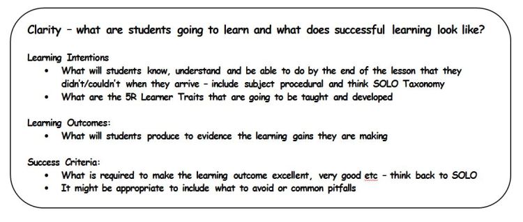 Teacher Clarity @ St. Mary's