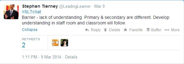 #SLTChat 9th March 2014 - Breaking Down the Transition Barriers