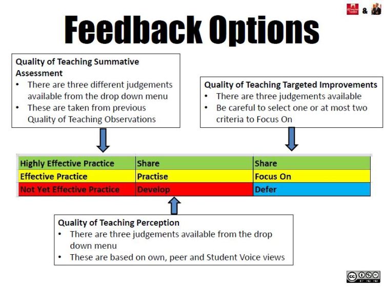 Key Feedback Options in the #FormativeLessonObs Selfy Resource by @LeadingLearner & @TeacherToolkit