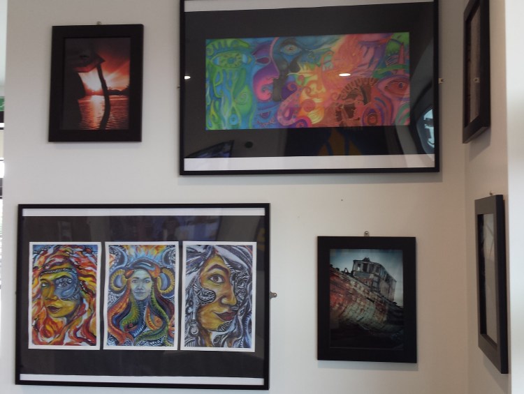 Students' Art Work on Display in St. Mary's Entrance Foyer.  Is display powerful in some subjects?