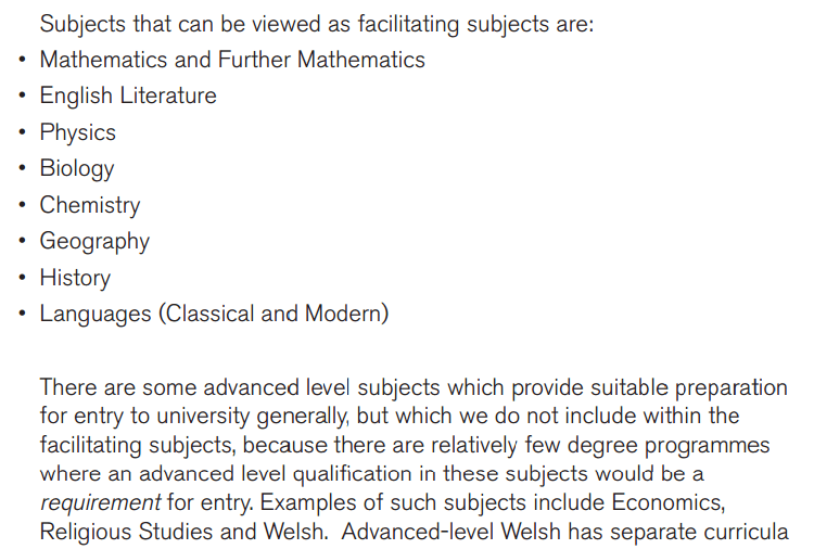 Acknowledgement: Russell Group Facilitating Subjects (Please click to read the full PDF)