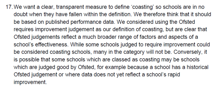 Ofsted &amp; Coasting