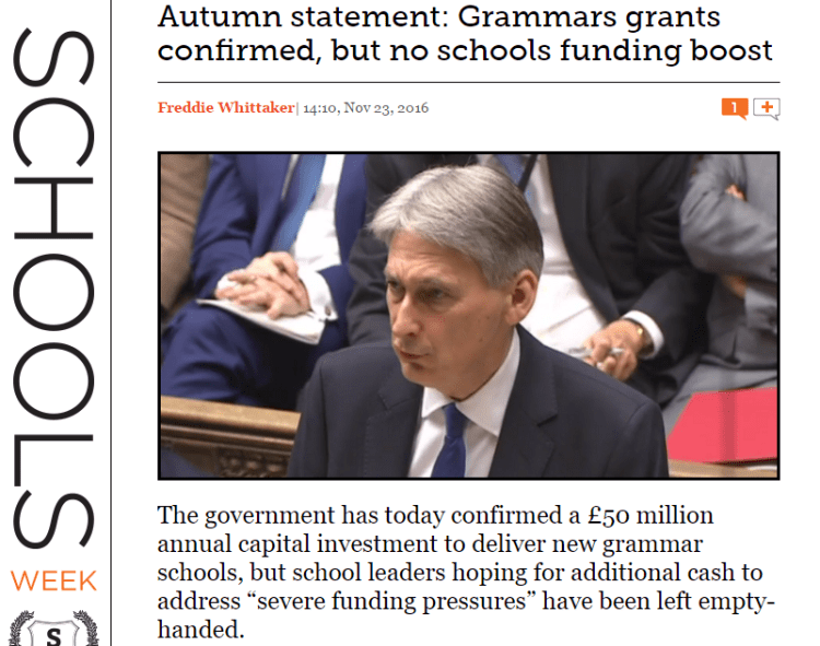 Acknowledgement: Schools Week